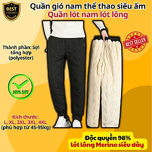 Quần gió lót lông QD2 ấm áp thời trang cho nam, Quần nỉ jogger lót lông QD1 sang trọng và dày dặn D Danido
