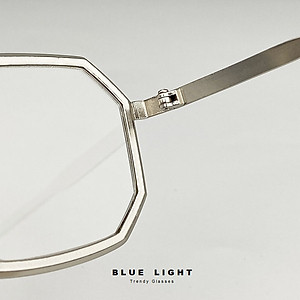 Gọng Kính Cận, Kính Giả Cận Nam Nữ, Mắt Lục Giác Độc Lạ, Dày Dặn Cứng Cáp, Đen,Bạc - BLUE LIGHT