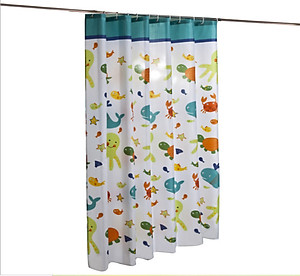  RÈM PHÒNG TẮM VẢI POLYESTER DÀY, IN HOẠT HÌNH KHÔNG THẤM NƯỚC