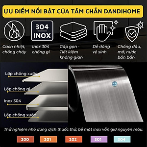 Tấm chắn dầu mỡ, nước bắn trong nhà bếp Dandihome inox 304 cao cấp
