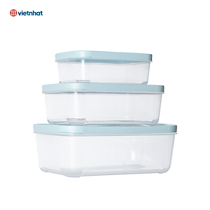 Bộ 3 hộp đựng thực phẩm chữ nhật Hokori - hàng Chính Hãng