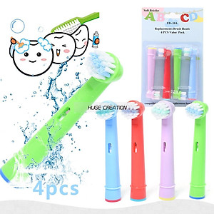 Cho máy Oral-B Braun,  Bộ 4 đầu bàn chải đánh răng điện - Trẻ em, cho mọi loại máy - EB10A