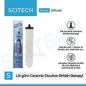 Lõi Gốm Ceramic Doulton British Steracyl 10 inch by Scitech - Lõi số 1 máy lọc nước Dr. Sukida, K Pro Series MT888 và máy lọc nước Nano/RO (Dùng thay thế lõi PP) - Hàng chính hãng