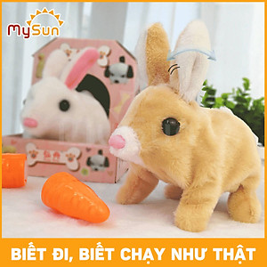 Đồ chơi cho bé MySun - Robot thú cưng con mèo, thỏ biết đi biết nhảy, biết kêu, vẫy đuôi (tặng PIN AA)