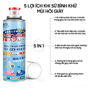Chai Xịt Khử Mùi Giày Nano Bạc Dung Tích 260ml Chai Màu Xanh Diệt Khuẩn Ngăn Ngừa Hôi Chân Lưu Hương 24h