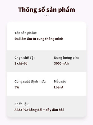 Máy chườm nóng hỗ trợ giảm đau bụng kinh có 3 mức nhiệt, Pin sạc UBS, món quà ý nghĩa tặng người yêu