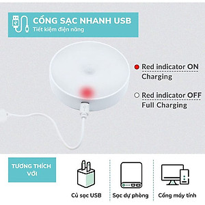 Đèn LED cảm biến chuyển động cảm biến thông minh, ánh sáng bảo vệ mắt, sạc pin USB đời mới, dán tường, tủ quần áo, cầu thang, phòng ngủ… Cảm Ứng không dây - Giao Màu Ngẫu Nhiên