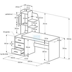 Bàn Học Tập, Làm Việc Kết Hợp Tủ Sách Hiện Đại SIB Decor BLV09