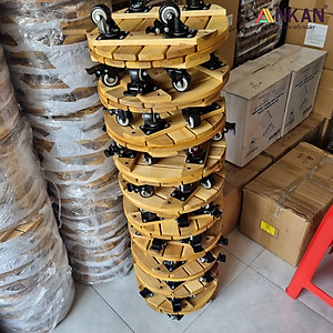 Đế Kê Chậu Cây Có Bánh Xe ANKAN, R30cm Làm Giá Đỡ Kệ Hoa Cây Cảnh, Màu Vàng Nắng, Chịu Tải 150Kg