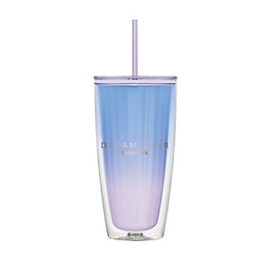 Ly nhựa 2 lớp Lock&Lock HAP507 750ml - Hàng chính hãng, có ống hút, có nắp đậy - Tặng kèm cọ rửa