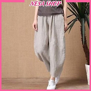 Quần ống rộng, chất liệu Linen, quần kiểu nữ form rộng rãi, thoải mái NeSa Shop QKH.39