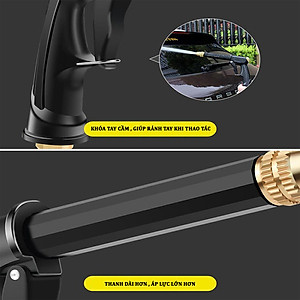 Bộ dây và vòi xịt rửa xe tưới cây tăng áp thông minh 810-2576 (dây xanh-cút nối đồng)