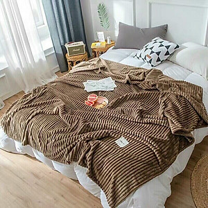 Chăn Nhung Tuyết Nhập Khẩu Siêu Mềm Mịn- Chăn Văn Phòng Kẻ Tăm Kích Thước 2mx2m3 Nặng 1,5kg - Hàng Chính Hãng MINIIN