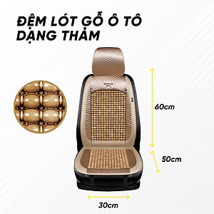 Thảm Lót Ghế Xe Ô Tô Massage Hạt Gỗ - Lưu Thông, Giảm Đau Khi Ngồi Lâu | Đệm Lót Ghế Ngồi Tấm Liền
