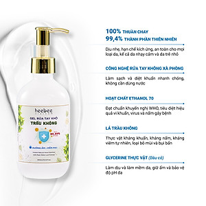 Gel Rửa Tay Khô Trầu Không Heebee's Khử Mùi, Sạch Khuẩn 99.99%, Dưỡng Ẩm 65/300ML