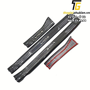 Bộ Ốp bậc cửa, Nẹp bước chân Toyota Vios 2019-2021 vân Carbon