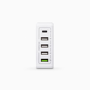 Củ sạc nhanh 60W PROLiNK PDC56001 có 5 cổng (1 USB-C & 4 USB-A) dành cho Macbook, iPhone, iPad, Samsung, Xiaomi - Hàng chính hãng