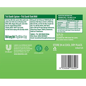 Combo 3 Lipton Trà Xanh Tươi Mới Hộp 1.5g x 50 túi
