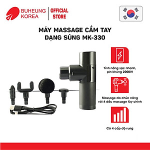 Súng massage đa chức năng Buheung MK-330, 4 đầu massage, 4 chế độ rung, bảo hành chính hãng 12 tháng