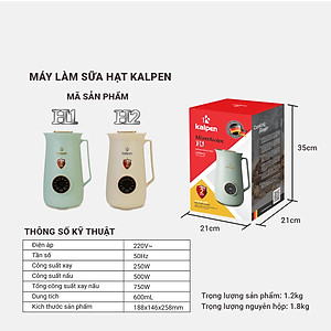 Máy Làm Sữa Hạt Cao Cấp Kalpen Mini 0.6L, Máy Xay Nấu Đậu Nành Đa Năng, Công Suất 750W - Hàng chính hãng