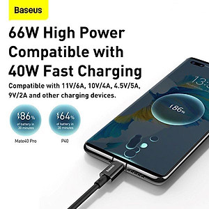 Cáp sạc nhanh Baseus Superior Series Type C 66W dùng cho Samsung, Huawei, Xiaomi, OPPO, Xiaomi,.. (6A/66W, 480Mbps, USB to Type-C, ABS+TPE, Fast Charging Data Cable )- Hàng chính hãng