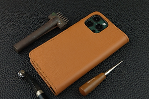 Bao da cho ·điện thoại 12 pro max, 13 pro max handmade dạng ví da bò thật