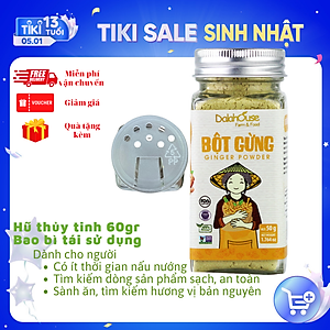 Bột gừng hữu cơ sấy lạnh Dalahouse 50gr - Nguyên màu, nguyên mùi, nguyên vị - Tiện dụng, không tốn công bóc vỏ, giã đập, say nghiền, rửa đồ nghề chế biến