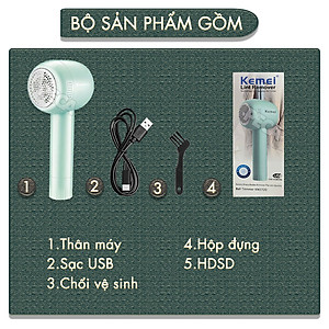 Máy cắt lông xù quần áo không dây Kemei KM-2720 thiết kế 6 lưỡi cắt thông dụng cắt lông xù nhiều loại vải - Chính hãng