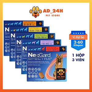 Hộp (3 viên) NEXGARD SPECTRA hết sạch ve rận bọ chét, ghẻ và các loại giun Chó
