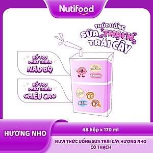 Thùng 48 Hộp Thức Uống Sữa Trái Cây Có Thạch NuVi Hương Nho 170ml