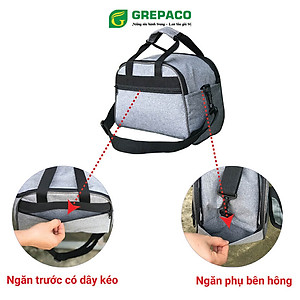 Túi Đựng Hộp Cơm Giữ Nhiệt Grepaco Nhiều Ngăn Đựng Đồ Thức Ăn Nóng Lạnh Văn Phòng, Mẹ Bỉm Du Lịch – Vải Bố Canvas, Kích Thước Size To (Cỡ Lớn), Kiểu Quai Xách Và Đeo Vai - Tặng Túi Đựng Muỗng Nĩa - Hàng Chính Hãng