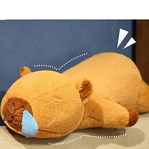 Thú nhồi bông capybara phom nằm đáng yêu - Size từ 60cm đến 90cm - Quà tặng gấu bông chuột lang chảy nước mũi có thể kéo ra được.