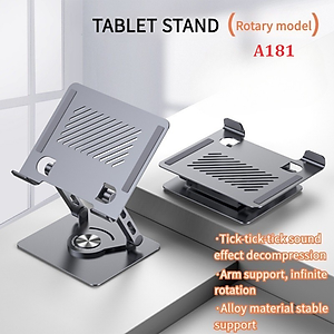 Giá đỡ máy tính bảng và điện thoại hợp kim nhôm để bàn xoay 360 A181 - Hàng chính hãng