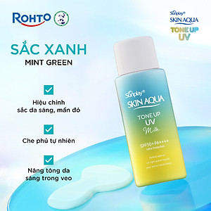 Kem chống nắng nâng tông Skin Aqua Tone up Mint Green cho da trắng có khuyết điểm đỏ, dạng sữa Sunplay Skin Aqua Tone Up UV Milk Mint Green SPF 50+ PA++++ 50g