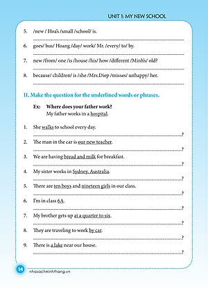 Bài Tập Tiếng Anh Lớp 6 (Không Đáp Án) (Sách Màu)