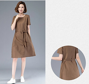 Đầm suông trung niên hoa lá, đầm form rộng da149