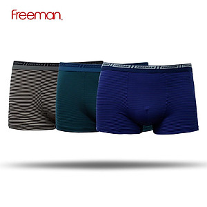Combo 3 Quần lót nam boxer Freeman, chất liệu thun lạnh, thiết kế kẻ sọc trẻ trung BO772