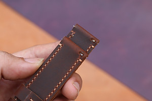 Dây đồng hồ da bò sáp 2 lớp Handmade da thật chốt thông minh