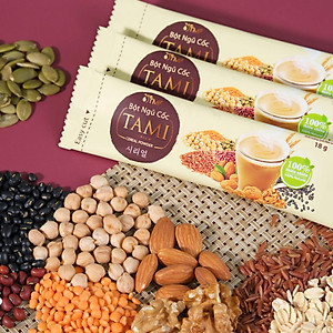 Bột ngũ cốc nảy mầm Tami ít ngọt 900g hộp 50 gói TÂM MINH FOODS