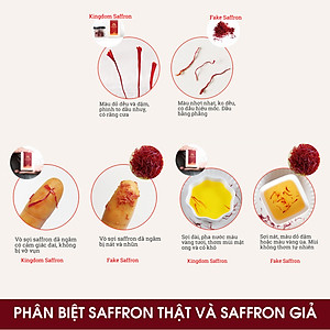 Combo 5 hộp (hộp/1gr) nhụy hoa nghệ tây Kingdom Herb, saffron Iran chính hãng super negin thượng hạng (Tặng trà tịnh nhan 30g, bình nước và nhíp gắp)