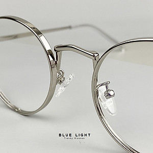 Kính Giả Cận, Gọng Kính Cận Nam Nữ Viền Dày Dáng Tròn Bạc Không Độ Hàn Quốc - BLUE LIGHT SHOP