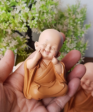 Bộ 03 chú tiểu áo nâu - mẫu Tam Không size mini 7cm mã MIXU-CT012B