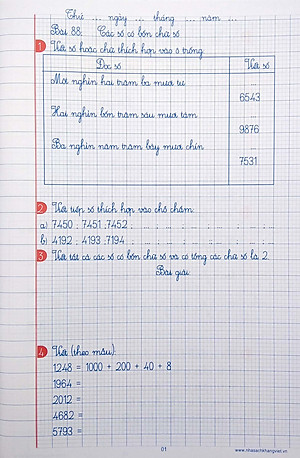 Vở Ô Li Bài Tập Toán Lớp 3 - Quyển 2