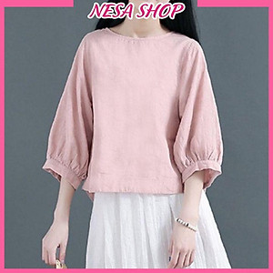 Áo kiểu nữ đẹp, chất liệu Đũi, vải mềm mát, thấm mồ hôi, áo kiểu form rộng, áo kiểu nữ Hàn Quốc NeSa Shop. AKH.46
