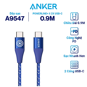 Cáp Sạc ANKER Powerline+ II USB-C To USB-C Phiên Bản Marvel - A9547 / A9549 - Hàng Chính Hãng