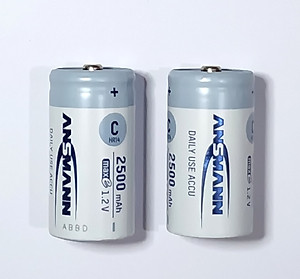 Pin trung sạc ANSMANN C2500 - (Baby C) vỉ 2 viên - Hàng Nhập Khẩu