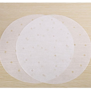 100 tờ giấy nến đục lỗ lót nồi chiên không dầu, hấp bánh bao, Giấy nến tròn lót xửng hấp (HY20)
