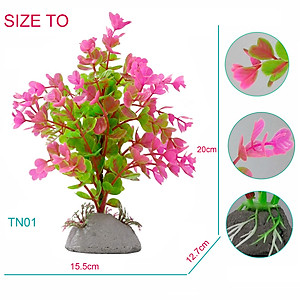 Cây Nhựa Trang Trí Bể Cá Thủy Sinh Lớn Tím Hồng Cao 20cm (Mã PK01)