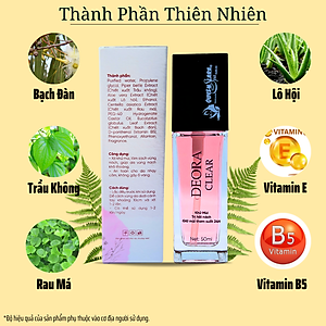 COMBO 2 Chai Xịt Khử Mùi Hôi Nách Deora Clear 50ml, Khử Mùi Toàn Thân, Không Gấy Ố Vàng Áo