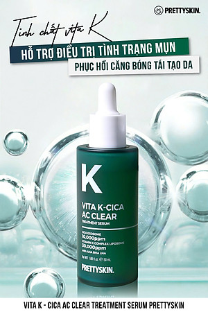 Serum hỗ trợ ngừa mụn Vita K - Cica Ac Clear Pretty Skin phục hồi - căng bóng - tái tạo làn da 50ml